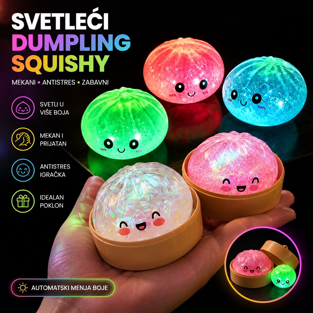 Dumpling Squishy – Sveteći Rainbow
