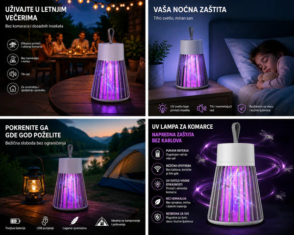 UV Lampa za Komarce – Bežična, Punjiva i Efikasna Zaštita
