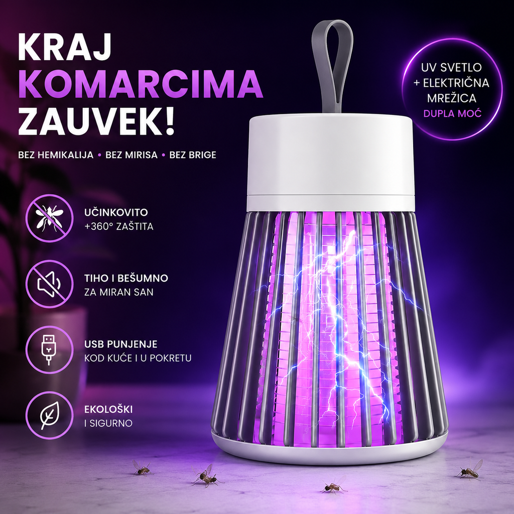 UV Lampa za Komarce – Bežična, Punjiva i Efikasna Zaštita
