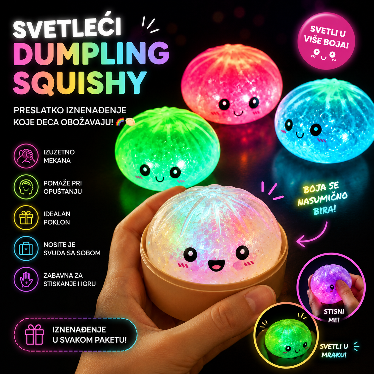 Dumpling Squishy – Sveteći Rainbow